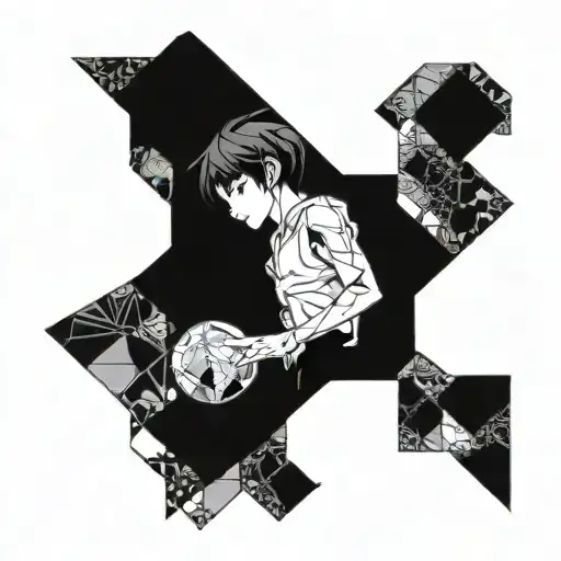 patchwork anime tattoo design idea