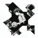 patchwork anime tattoo design idea