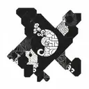 patchwork anime tattoo design idea