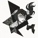 patchwork anime tattoo design idea