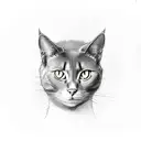 black cat sitting with 3 heads looking in different directions  tattoo design idea
