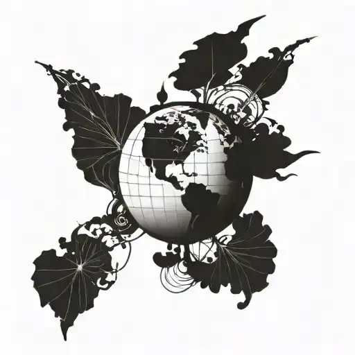 history aesthetic globe tattoo design idea