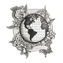 history aesthetic globe tattoo design idea