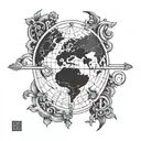 history aesthetic globe tattoo design idea