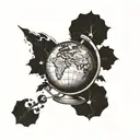 history aesthetic globe tattoo design idea