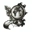 history aesthetic globe tattoo design idea