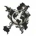 history aesthetic globe tattoo design idea