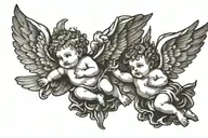 cherubs flying tattoo design idea