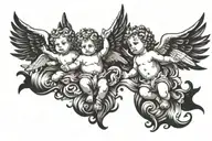 cherubs flying tattoo design idea