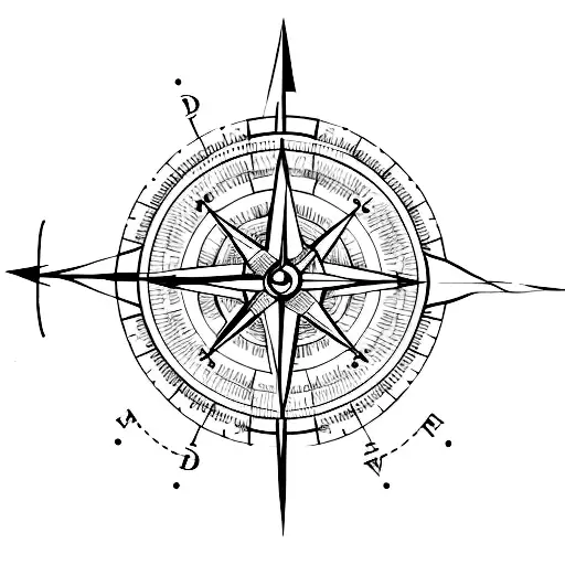A minimalist tattoo of a blueprint with a bridge and a compass tattoo design idea