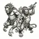 king of monkeys in battle scene tattoo design idea