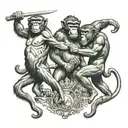 king of monkeys in battle scene tattoo design idea