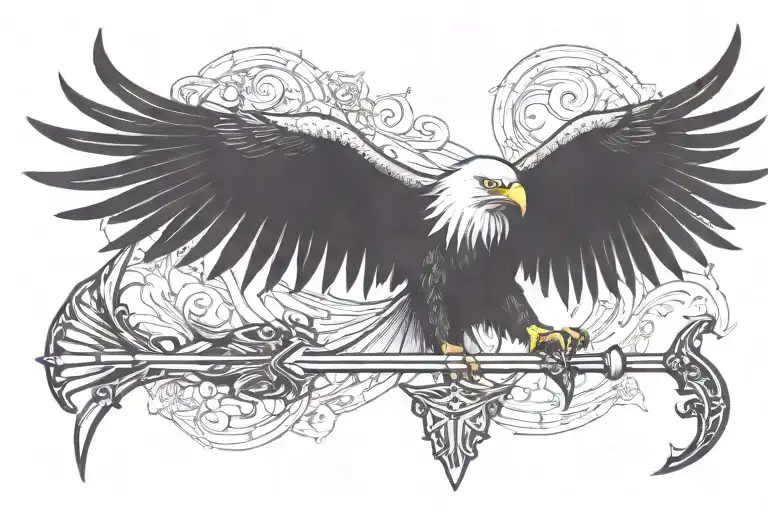 eagle wings with arrow   tattoo design idea