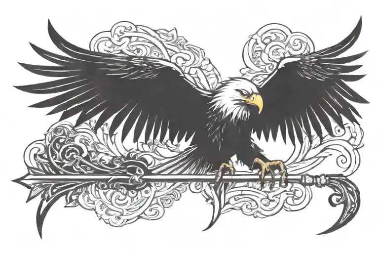 eagle wings with arrow   tattoo design idea