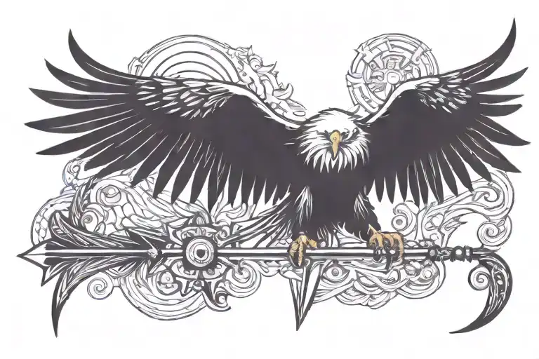 eagle wings with arrow   tattoo design idea