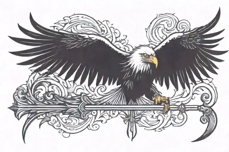 eagle wings with arrow   tattoo design idea