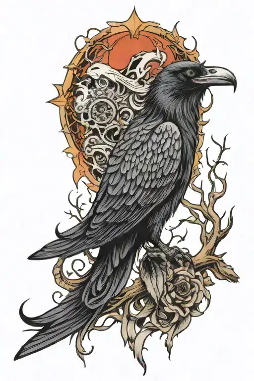 ravens and wolves skoll tattoo design idea