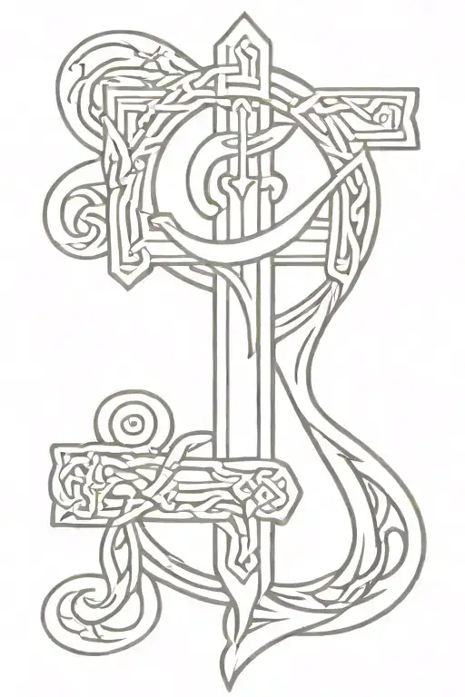 Italian cornicello and Irish Celtic cross tattoo design idea