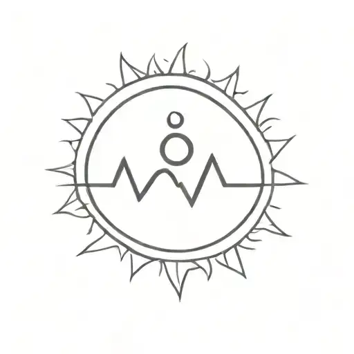 Sun with a heartbeat in it  tattoo design idea