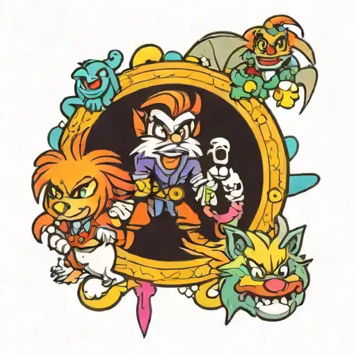 80s cartoon characters sleeve tattoo tattoo design idea