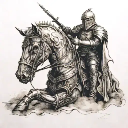 fallen knight with tattoo design idea
