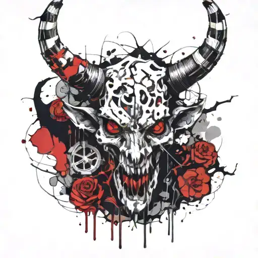 Bones Demon Horns Blood Evil Darkness tattoo design idea