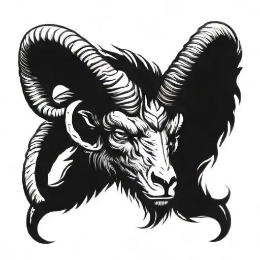 RAm's head with scorpion's pincers as its horns bahamut head tattoo design idea