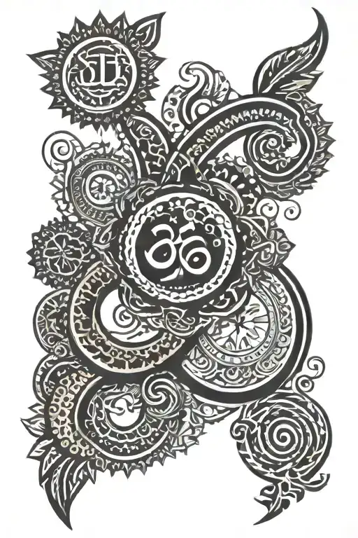 tamil symbols incorporated tattoo design idea