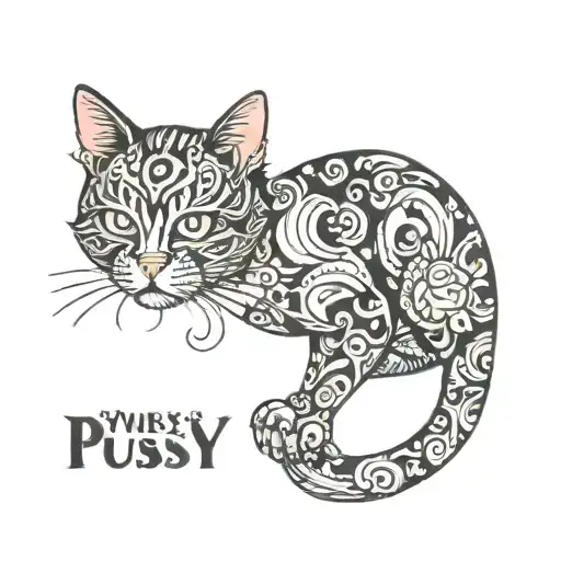 text: “Pussy Blacks Owned“ tattoo design idea