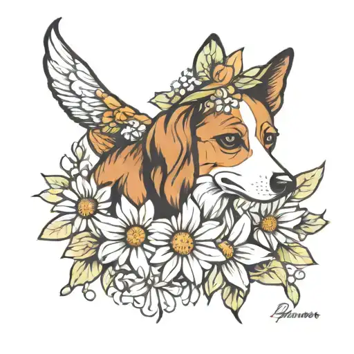daisy dog tattoo design idea