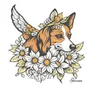 daisy dog tattoo design idea