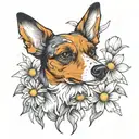 daisy dog tattoo design idea