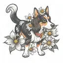 daisy dog tattoo design idea