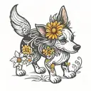 daisy dog tattoo design idea