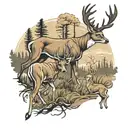 walker dogs chasing whitetail deer tattoo design idea