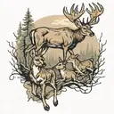 walker dogs chasing whitetail deer tattoo design idea