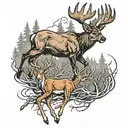 walker dogs chasing whitetail deer tattoo design idea