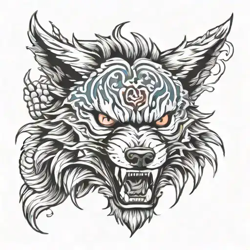 Wolf head angry wolf tattoo design idea