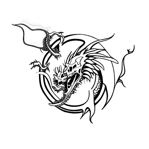 A minimalist tattoo of a skeleton dragon  tattoo design idea