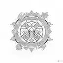 simple ornament in slavic style in black color flat tattoo design idea