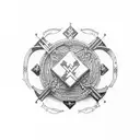 simple ornament in slavic style in black color flat tattoo design idea