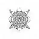 simple ornament in slavic style in black color flat tattoo design idea