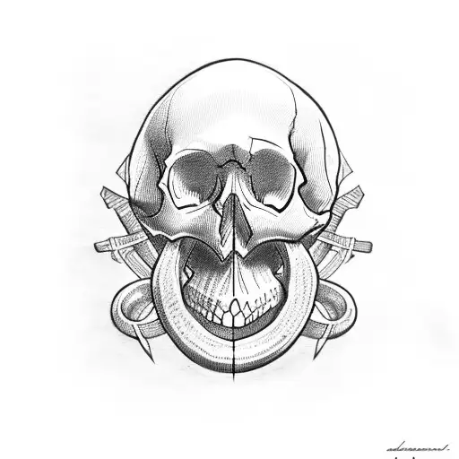 skull and bow tattoo design idea