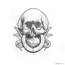 skull and bow tattoo design idea