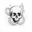 skull and bow tattoo design idea