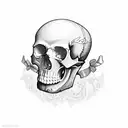 skull and bow tattoo design idea