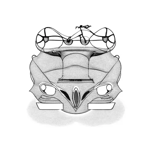 A car and a bike merging together to create a unique vehicle design tattoo design idea