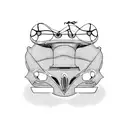 A car and a bike merging together to create a unique vehicle design tattoo design idea