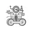 A car and a bike merging together to create a unique vehicle design tattoo design idea
