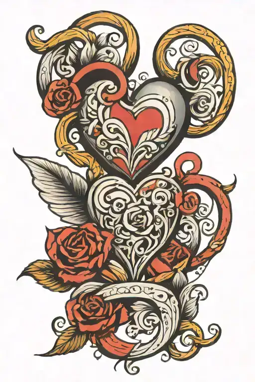 heart shaped loop tattoo design idea